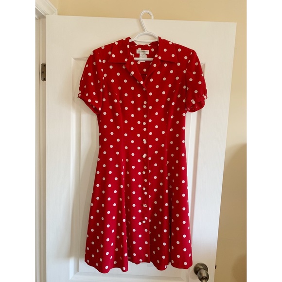 Liz Claiborne Red Polka Dot Dress - Picture 1 of 4